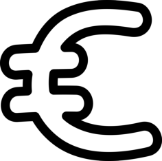Euro Hand Drawn Currency Symbol Outline Svg File, Free Vectors File